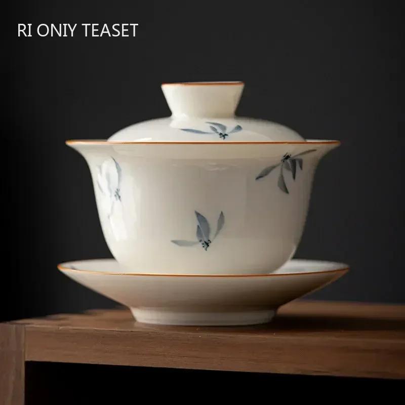 Chinese Hand Painted Orchid Ceramic Gaiwan Handmade Porcelain Teacup Travel Portable Tea Bowl Household Tea Set Teaware 160ml 10.3x8.6cm 160ml
Chinese Hand Painted Orchid Ceramic Gaiwan Handmade Porcelain Teacup Travel Portable Tea Bowl Household Tea Set Teaware 160ml 10.3x8.6cm 160ml