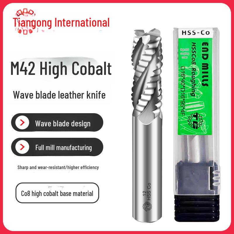 Tiangong High-Cobalt 4-Blade Corn Wave Roughing End Mill for Stainless Steel 6mm*15mm*16mm*60mm*4F
Tiangong High-Cobalt 4-Blade Corn Wave Roughing End Mill for Stainless Steel 6mm*15mm*16mm*60mm*4F