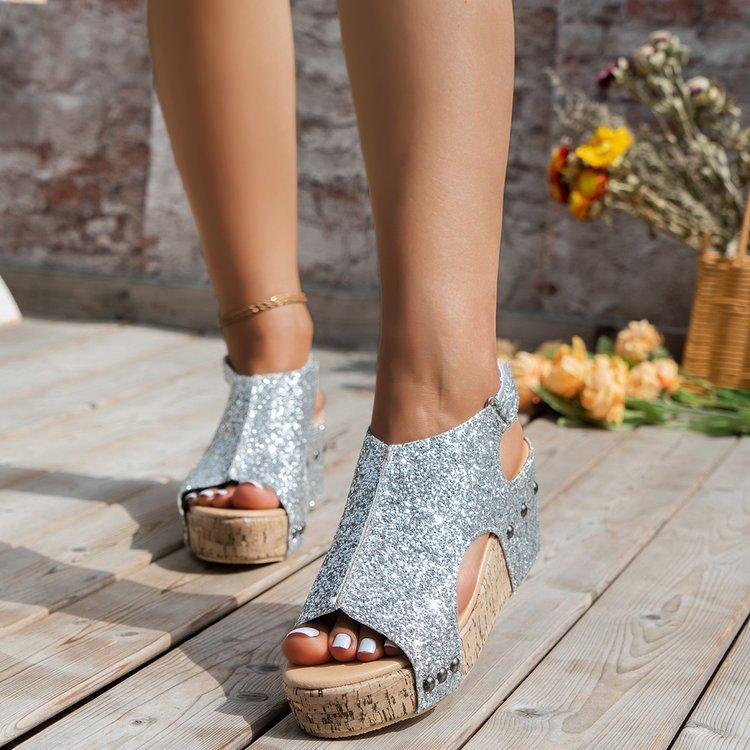 Sandals Women s Sequins Platform Heel Sandals Fish Mouth Women s Velcro Sandals 43 срібний
Sandals Women s Sequins Platform Heel Sandals Fish Mouth Women s Velcro Sandals 43 срібний
