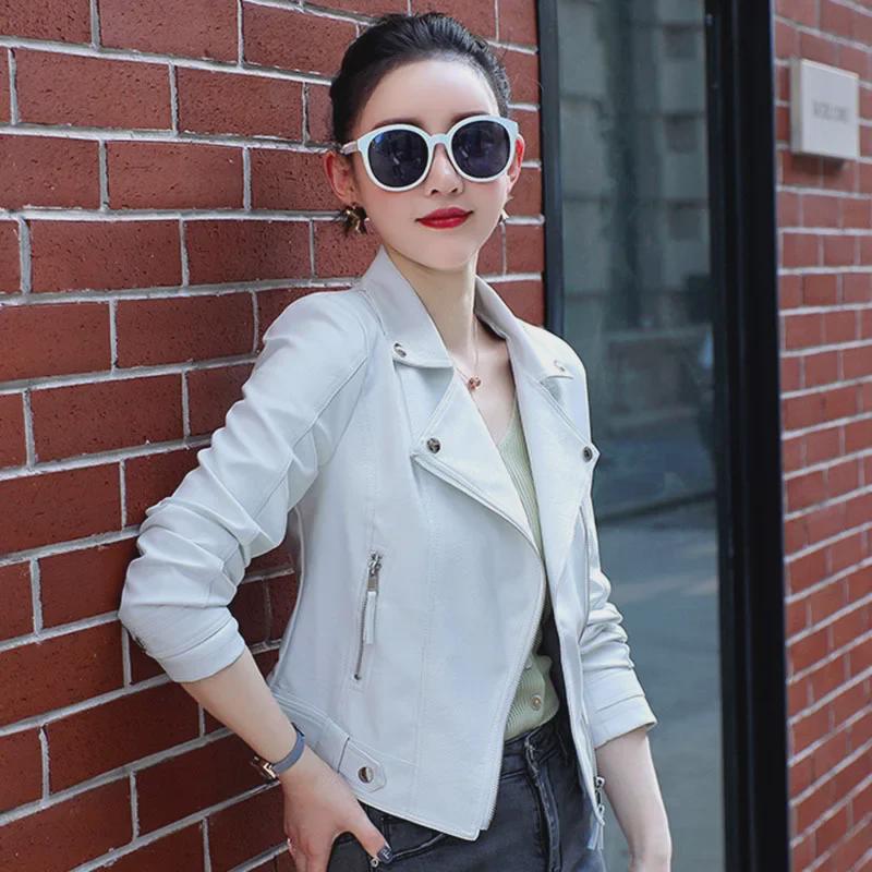 Женская облегающая мотоциклетная куртка из искусственной кожи, корейский стиль, короткая, модная, осенняя мода. Large
Женская облегающая мотоциклетная куртка из искусственной кожи, корейский стиль, короткая, модная, осенняя мода. Large