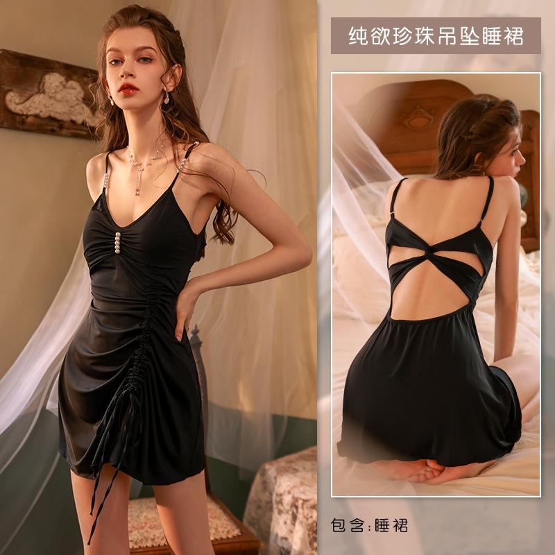 Sexy pajamas women s summer new light luxury pure desire deep V nightdress can be worn outside pearl tight Spice Girl suspender skirt XL чорний
Sexy pajamas women s summer new light luxury pure desire deep V nightdress can be worn outside pearl tight Spice Girl suspender skirt XL чорний