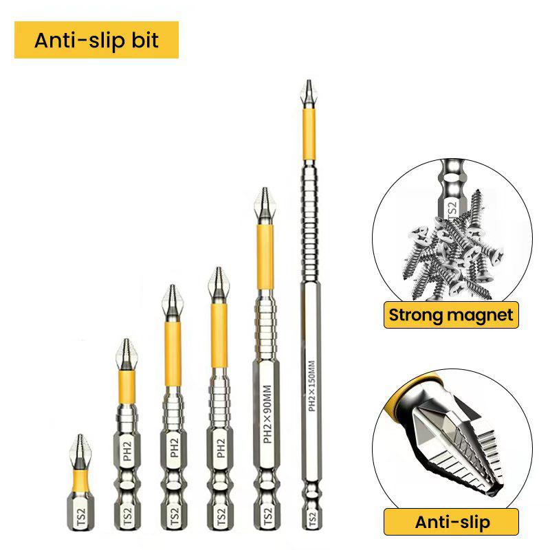 PH2 Magnetic Screwdriver Bit Set Phillips Head Anti-Slip Drill Bits 25/50/65/70/90/150mm suitable for electric drills and impact
PH2 Magnetic Screwdriver Bit Set Phillips Head Anti-Slip Drill Bits 25/50/65/70/90/150mm suitable for electric drills and impact