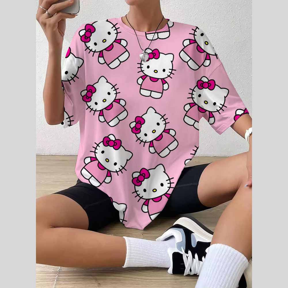 Summer Hello Kitty Print Women s T-shirt Plus Size Round Neck Top Women s Shirt Design Women s Clothing Extension XXS
Summer Hello Kitty Print Women s T-shirt Plus Size Round Neck Top Women s Shirt Design Women s Clothing Extension XXS