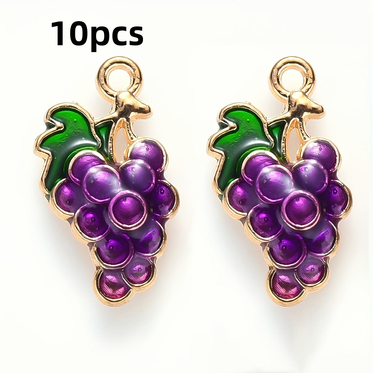 10 3D Artificial Grape Enamel Jewelry Pieces - Vibrant purple and green fruit pendants with gold caps, for DIY jewelry making, n
10 3D Artificial Grape Enamel Jewelry Pieces - Vibrant purple and green fruit pendants with gold caps, for DIY jewelry making, n