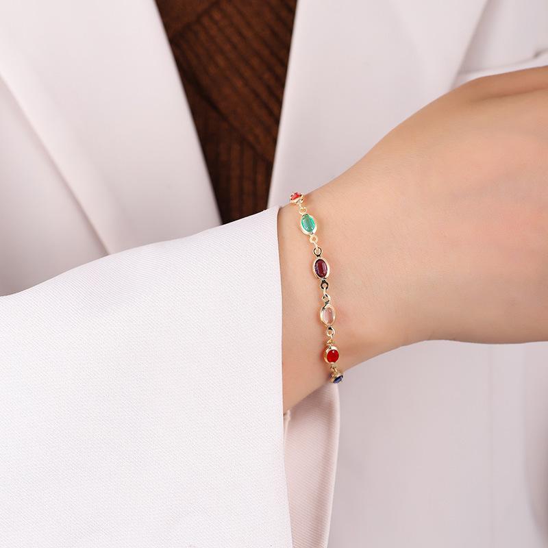 Разноцветный браслет на щиколотку с драгоценными камнями, цепочка на ключицу, простой браслет, двухсторонний бриллиантовый браслет с радужными кристаллами, женские ювелирные изделия высокого качества.
Разноцветный браслет на щиколотку с драгоценными камнями, цепочка на ключицу, простой браслет, двухсторонний бриллиантовый браслет с радужными кристаллами, женские ювелирные изделия высокого качества.