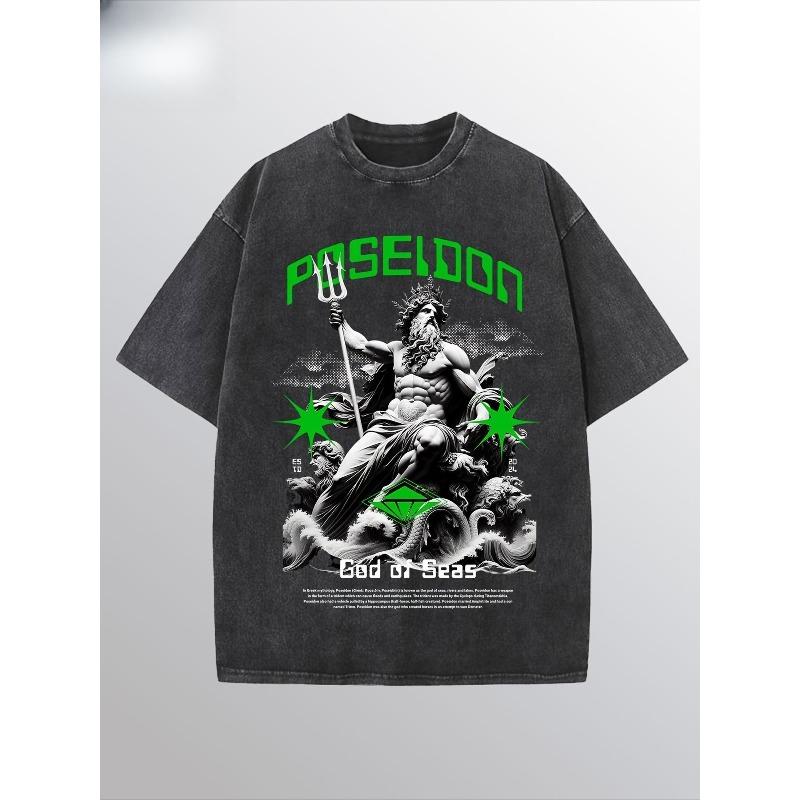 Graphic Print Men s Washed Crew Neck T-Shirt Men s Fashion Wear Poseidon God Of Seas Mythological Design Summer And Spring Wear Gift S чёрный
Graphic Print Men s Washed Crew Neck T-Shirt Men s Fashion Wear Poseidon God Of Seas Mythological Design Summer And Spring Wear Gift S чёрный