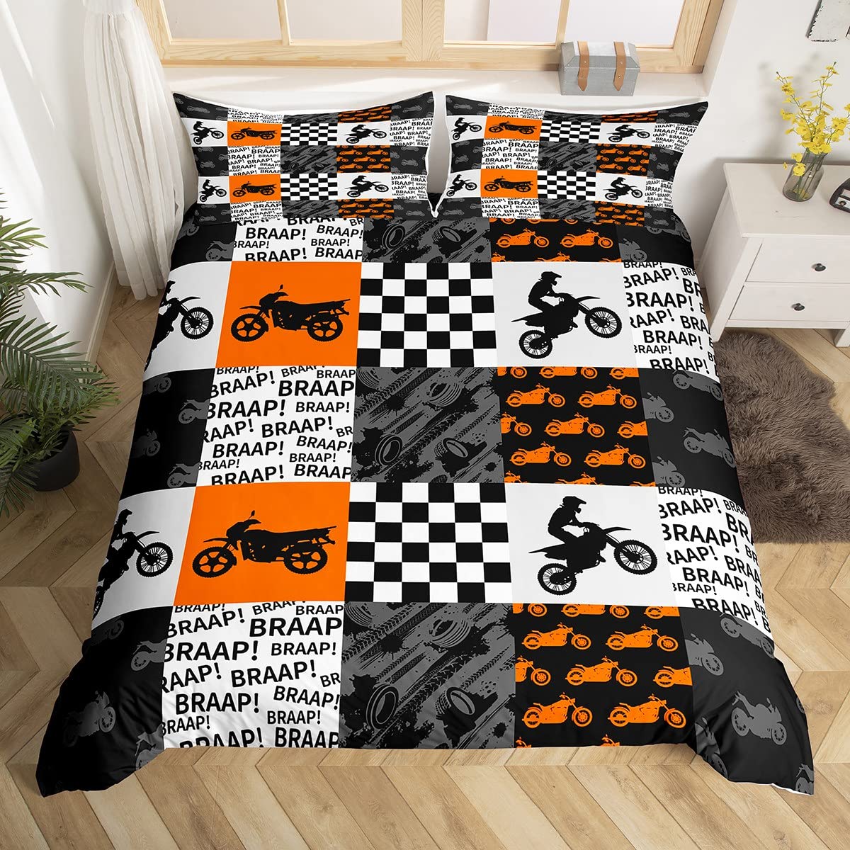 Dirt Bike Duvet Cover Set Motocross Racer Bedding Set for Kids Boys Teens Racing Motorcycle Comforter Cover Motorbike Bedding 135x200cm
Dirt Bike Duvet Cover Set Motocross Racer Bedding Set for Kids Boys Teens Racing Motorcycle Comforter Cover Motorbike Bedding 135x200cm