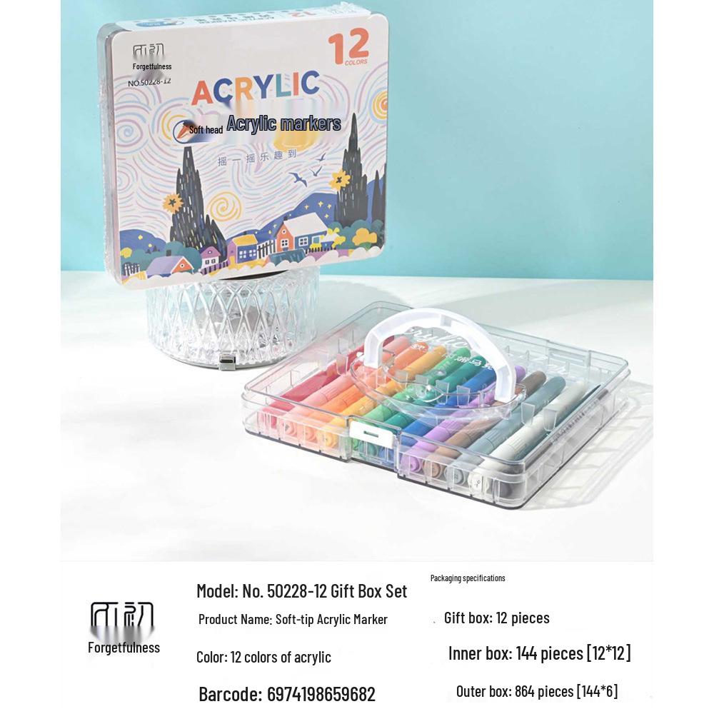 72-Color Soft Tip Acrylic Markers & Watercolor Pens for Primary Students
72-Color Soft Tip Acrylic Markers & Watercolor Pens for Primary Students