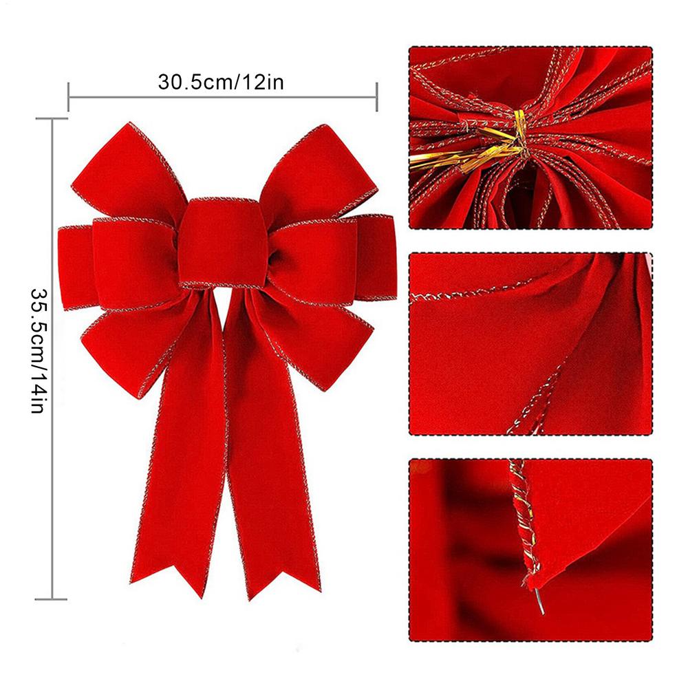 Christmas Tree Bows With Glitter Gold Edge Velvet Bows Xmas Tree Ornaments 35.5x30.5cm Red Bow Holiday Home decoration 35.5x30.5cm
Christmas Tree Bows With Glitter Gold Edge Velvet Bows Xmas Tree Ornaments 35.5x30.5cm Red Bow Holiday Home decoration 35.5x30.5cm