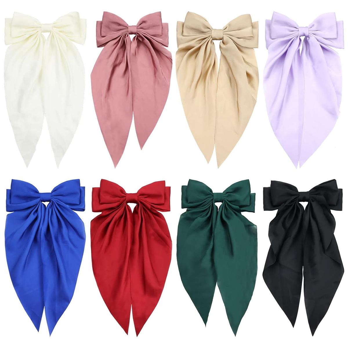 8 Ladies Satin Large White pink Red Blue Black Ribbon bow Oversized bow Long tail hair clip spring clip ponytail Hair accessorie Size fits all
8 Ladies Satin Large White pink Red Blue Black Ribbon bow Oversized bow Long tail hair clip spring clip ponytail Hair accessorie Size fits all