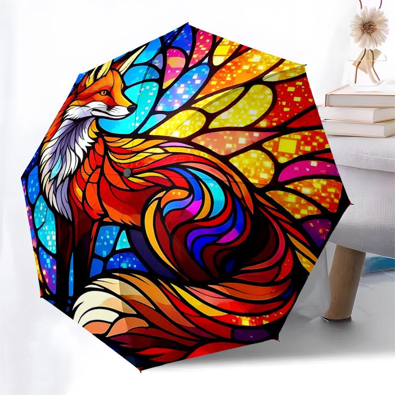1pc Stained Glass Fox Design Automatic Folding Umbrella - Portable 3-Fold Design with 8-Bone Iron Frame, Outdoor, Festive Gift for Fans, Travelers, Da
1pc Stained Glass Fox Design Automatic Folding Umbrella - Portable 3-Fold Design with 8-Bone Iron Frame, Outdoor, Festive Gift for Fans, Travelers, Da