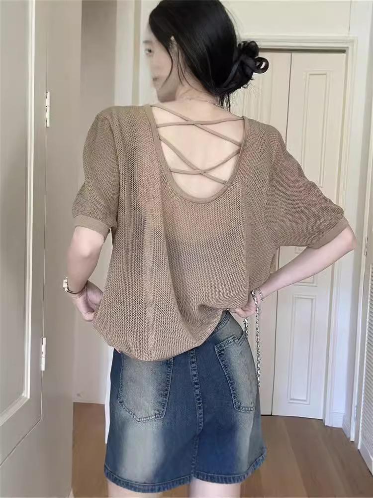 2024 Women s Slim Fit Hollow Out Knitted T-Shirt - Short Sleeve Solid Color Pullover One Size (Suitable for 80-140 jin)
2024 Women s Slim Fit Hollow Out Knitted T-Shirt - Short Sleeve Solid Color Pullover One Size (Suitable for 80-140 jin)