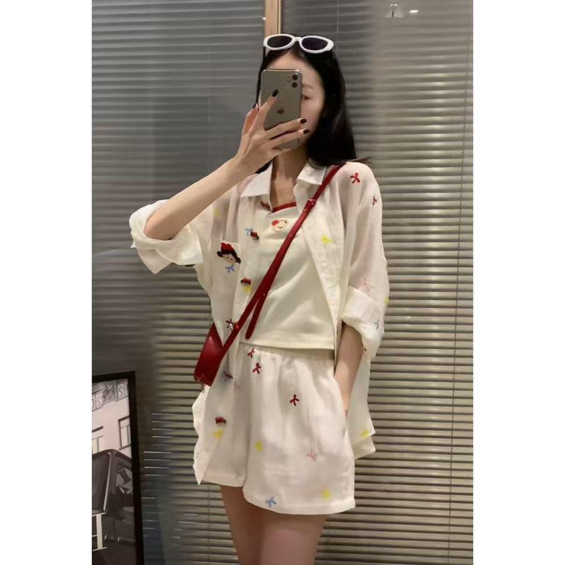 Women s 2026 Embroidered Sun Protection Summer Set: Loose Long Sleeve Shirt & Casual Wide-Leg Shorts Small
Women s 2026 Embroidered Sun Protection Summer Set: Loose Long Sleeve Shirt & Casual Wide-Leg Shorts Small