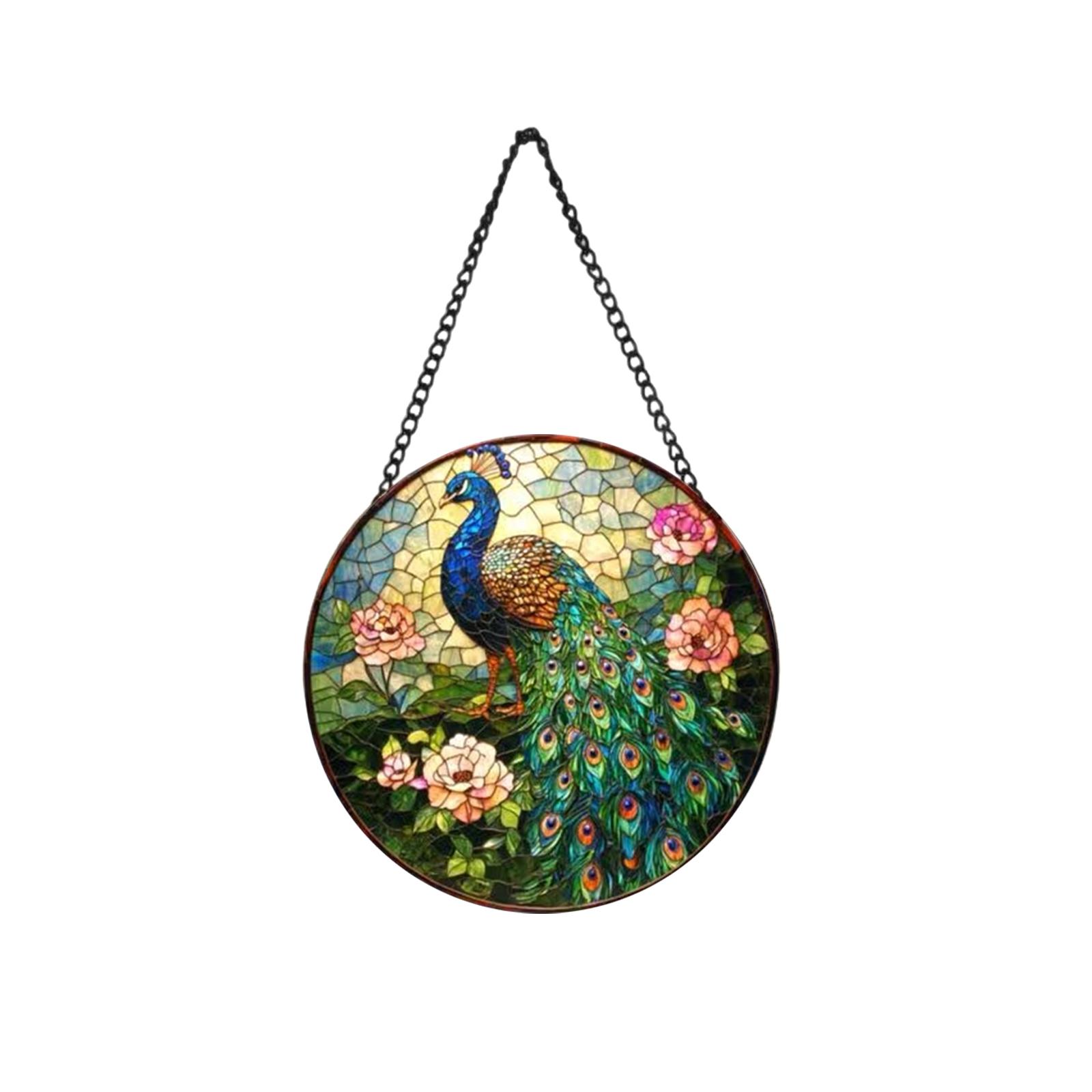 Round Stained Glass Window Hanging Ornament with Peacock and Floral Pattern Decorative Suncatcher for Indoor Outdoor Use Window Decoration XS зелёный
Round Stained Glass Window Hanging Ornament with Peacock and Floral Pattern Decorative Suncatcher for Indoor Outdoor Use Window Decoration XS зелёный