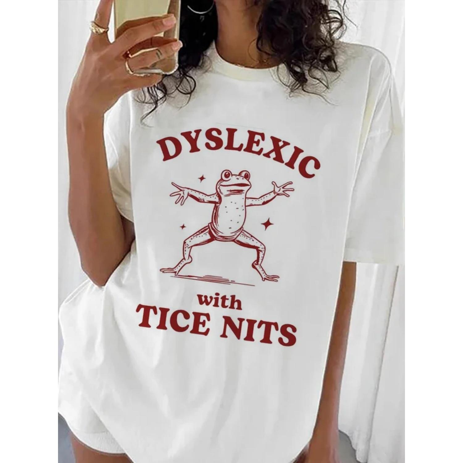 Retro Dyslexic With Tice Nits Funny Dyslexia Printed Fashion Women s T-Shirt Fun Style Short Sleeve Top Loose Plus Size T-Shirt XXXXXL білий
Retro Dyslexic With Tice Nits Funny Dyslexia Printed Fashion Women s T-Shirt Fun Style Short Sleeve Top Loose Plus Size T-Shirt XXXXXL білий