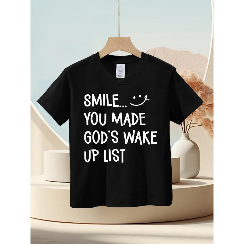 European sizes Outfit Smile You Made God s Wake Up List Christian Apparel Kids Cotton T-shirt, Comfortable And Casual Round Neck Short Sleeves 164cm
European sizes Outfit Smile You Made God s Wake Up List Christian Apparel Kids Cotton T-shirt, Comfortable And Casual Round Neck Short Sleeves 164cm