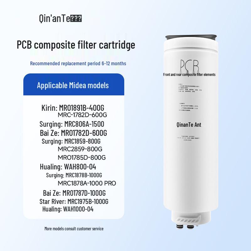 Compatible Midea Water Purifier Filter Cartridge Set: Baize 1000, Pengpai 800g, Xinghe 600, Qilin PCB RO.
Compatible Midea Water Purifier Filter Cartridge Set: Baize 1000, Pengpai 800g, Xinghe 600, Qilin PCB RO.