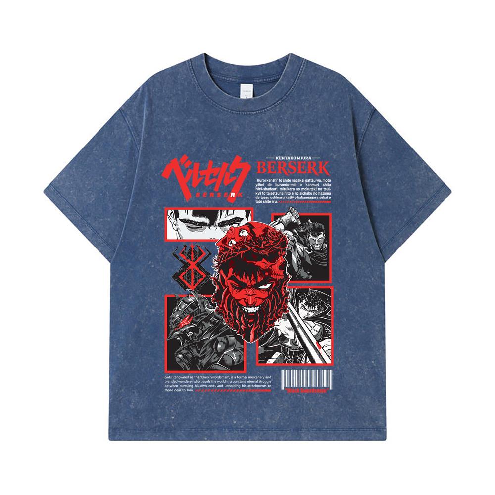 275 GSM Washed T-shirts 100% Cotton Berserk V2 Guts Print Unisex Heavy Cotton T Shirt 2XL королівський синій колір
275 GSM Washed T-shirts 100% Cotton Berserk V2 Guts Print Unisex Heavy Cotton T Shirt 2XL королівський синій колір