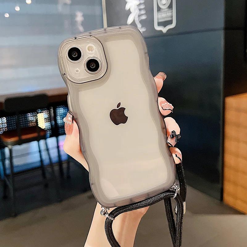 Wave Edge Translucent With Lanyard Phone Case For IPhone 17 16 15 14 Pro Max 13 12 11 Xr Xs 7 8 Plus SE2/SE3 TPU Soft Back Cover For iPhone 17ProMax
Wave Edge Translucent With Lanyard Phone Case For IPhone 17 16 15 14 Pro Max 13 12 11 Xr Xs 7 8 Plus SE2/SE3 TPU Soft Back Cover For iPhone 17ProMax