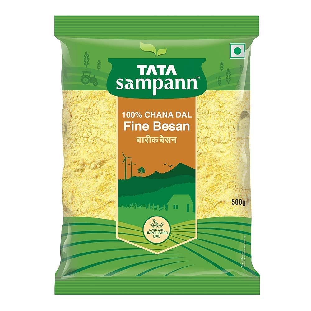 Tata Sampann 100% Chana Dal Besan Flour For Ladoo Dhokla Kadhi 1 kg Pack Gluten Free
Tata Sampann 100% Chana Dal Besan Flour For Ladoo Dhokla Kadhi 1 kg Pack Gluten Free