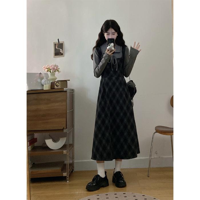 Plus Size Women s Faux Two-Piece Patchwork Dress - Autumn, Long Sleeve, Waist-Cinched, Slimming, Age-Reducing Skirt L темно-серого
Plus Size Women s Faux Two-Piece Patchwork Dress - Autumn, Long Sleeve, Waist-Cinched, Slimming, Age-Reducing Skirt L темно-серого