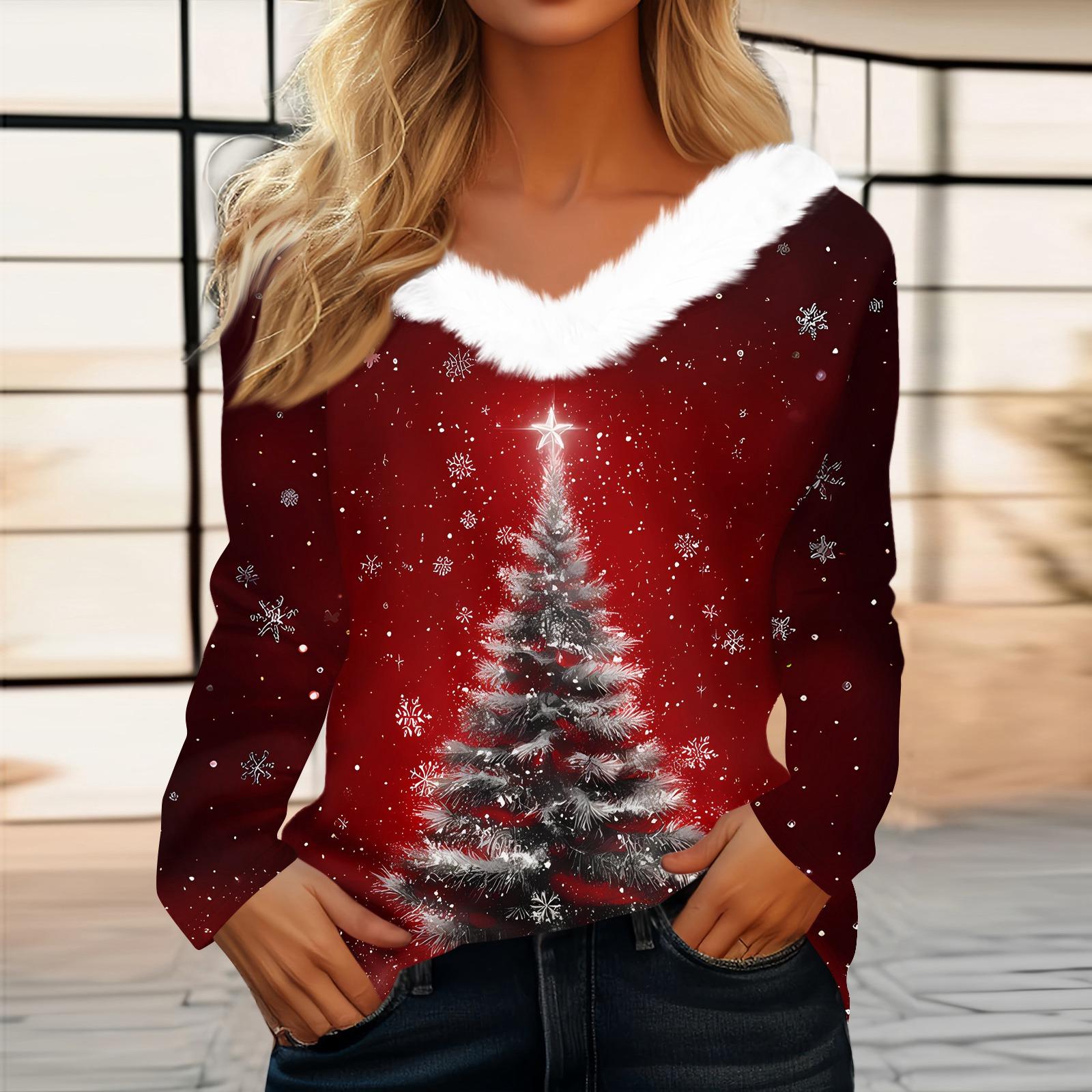 Women s T Shirt Tee Christmas Print Shirt Long Sleeve Party Christmas Fleece Collar V Neck Top XL кавун червоний колір
Women s T Shirt Tee Christmas Print Shirt Long Sleeve Party Christmas Fleece Collar V Neck Top XL кавун червоний колір