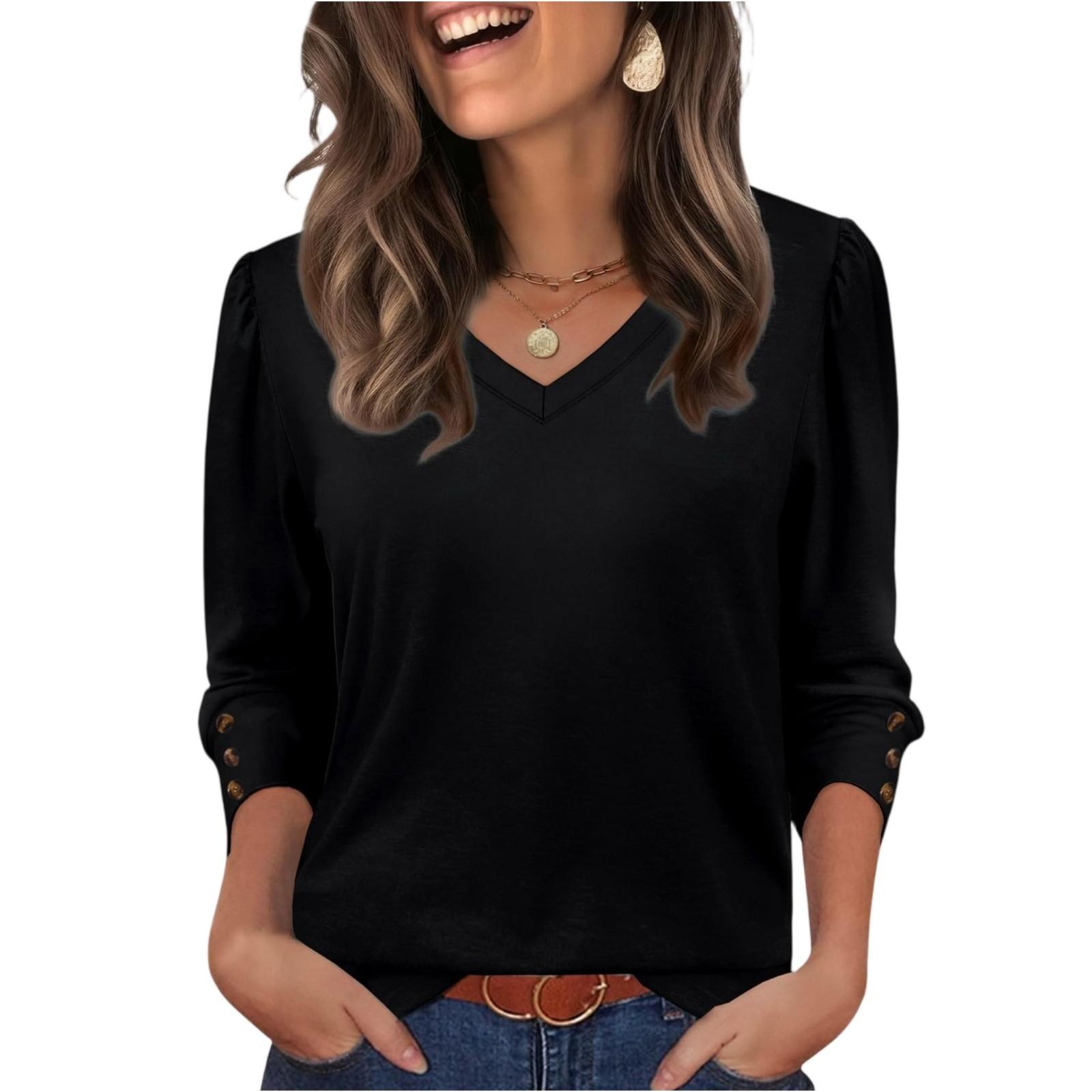 Женская модная повседневная футболка с V-образным вырезом однотонного цвета XL чёрный
Женская модная повседневная футболка с V-образным вырезом однотонного цвета XL чёрный