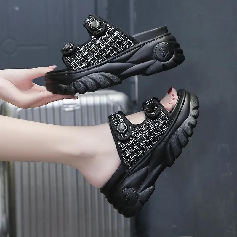 Женские тапочки, босоножки на высокой подошве на танкетке с маффинами, летняя повседневная и модная женская обувь 40 чёрный
Женские тапочки, босоножки на высокой подошве на танкетке с маффинами, летняя повседневная и модная женская обувь 40 чёрный