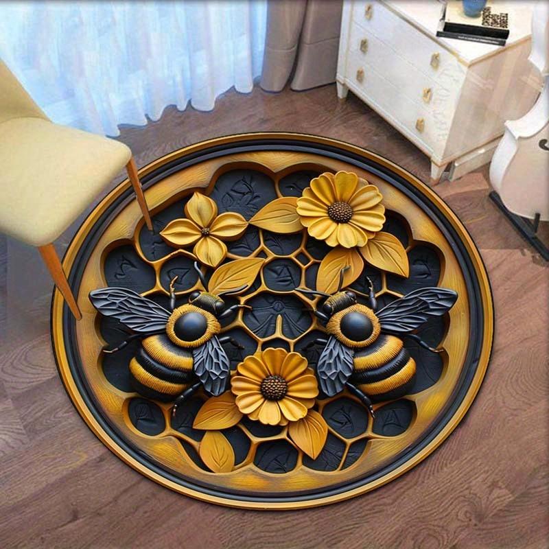 Bee honeycomb flower pattern round rug crystal velvet nature insect carpet living room bedroom decorative mat 60cm x 60cm
Bee honeycomb flower pattern round rug crystal velvet nature insect carpet living room bedroom decorative mat 60cm x 60cm