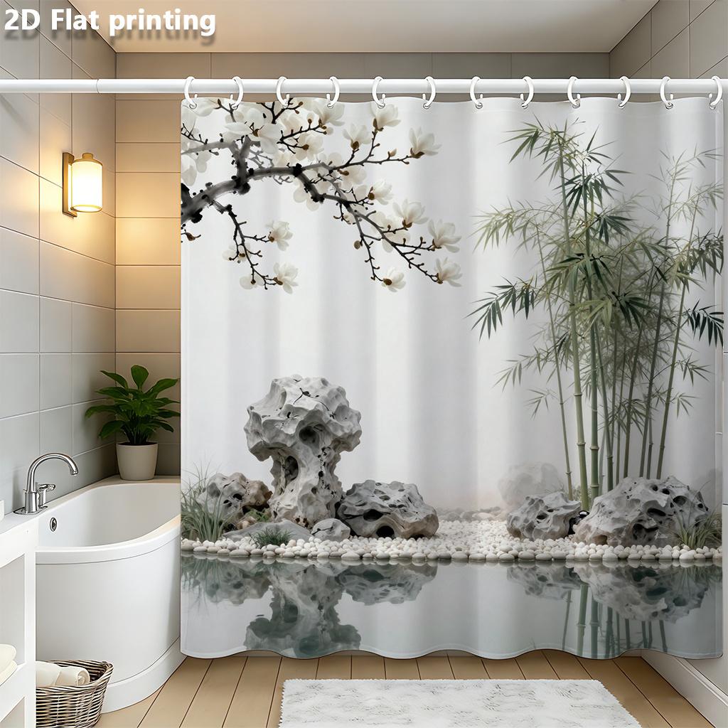 Zen Garden Shower Curtain With Hooks White Magnolia Bamboo Stones Pebbles Water Reflection Light Gray Background Polyester W60H190(CM)-1 Pcs
Zen Garden Shower Curtain With Hooks White Magnolia Bamboo Stones Pebbles Water Reflection Light Gray Background Polyester W60H190(CM)-1 Pcs