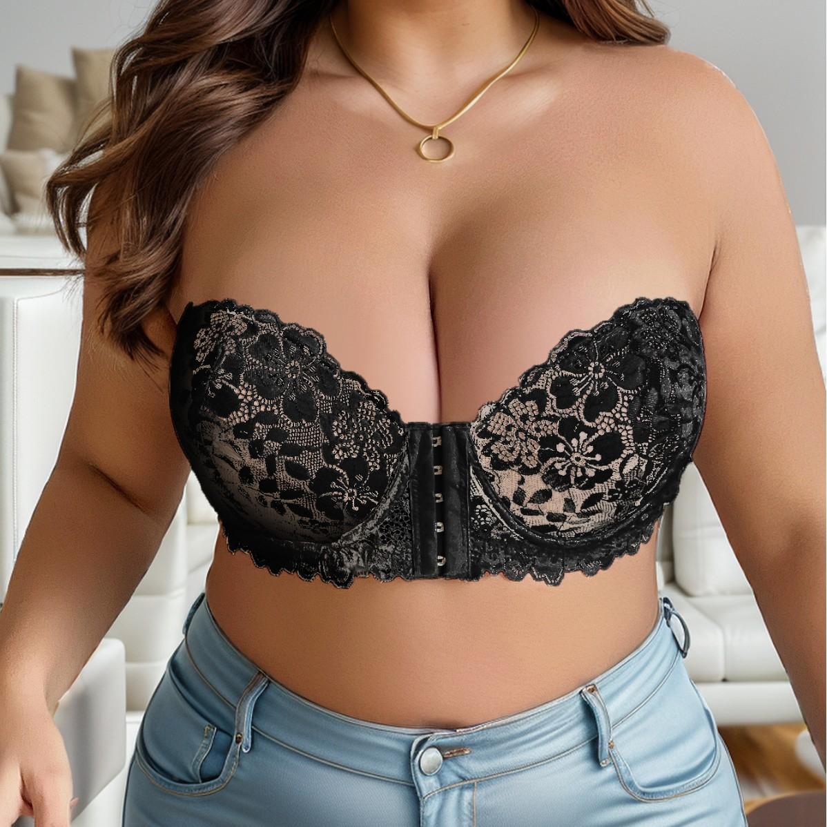 Европейский и американский пуш-ап и боковая поддержка, предотвращающий провисание, большой размер, без бретелей, кружевной сексуальный бюстгальтер на передней застежке 110F чёрный
Европейский и американский пуш-ап и боковая поддержка, предотвращающий провисание, большой размер, без бретелей, кружевной сексуальный бюстгальтер на передней застежке 110F чёрный