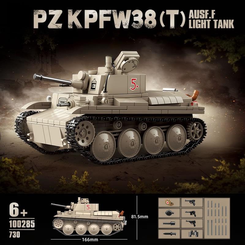 730PCS WW2 Classic Military Weapons Pzkpfw38(t) Tank Building Blocks Model Army DIY Bricks Soldier Christmas Toys For Kids Gift 16.6CM
730PCS WW2 Classic Military Weapons Pzkpfw38(t) Tank Building Blocks Model Army DIY Bricks Soldier Christmas Toys For Kids Gift 16.6CM