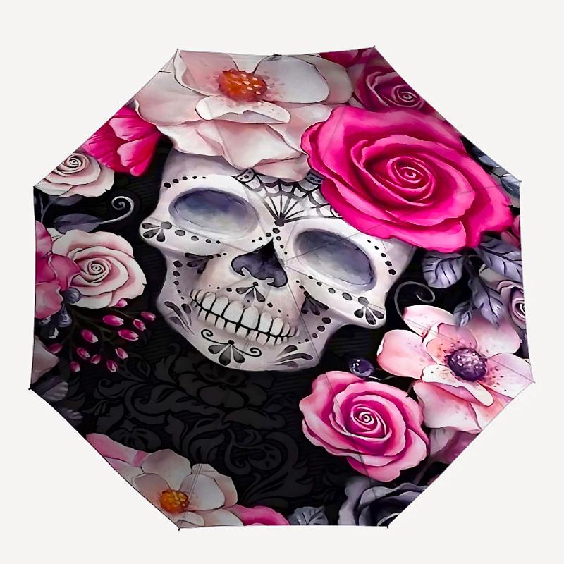 1pc sugar skull flowers umbrella with 8 iron ribs and a plastic handle, automatic opening and closing, and daily use.1040
1pc sugar skull flowers umbrella with 8 iron ribs and a plastic handle, automatic opening and closing, and daily use.1040