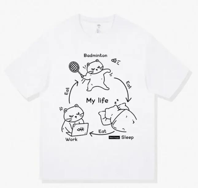 Badminton Cat Three Points and One Line Fun Pattern Shortsleeved Tshirt Loose and Versatile Pure Summer Tshirt 4XL
Badminton Cat Three Points and One Line Fun Pattern Shortsleeved Tshirt Loose and Versatile Pure Summer Tshirt 4XL