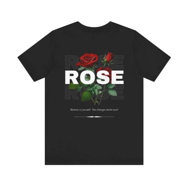 ROSE Unisex Minimalist T-Shirt with Rose Design and Inspirational Message Valian L
ROSE Unisex Minimalist T-Shirt with Rose Design and Inspirational Message Valian L