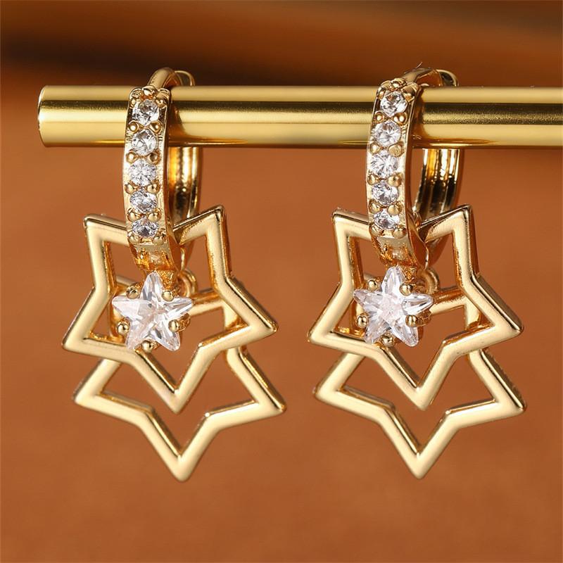 Star Love Heart Pendant Earrings With Zinc Alloy Gold Plating For Women Circle
Star Love Heart Pendant Earrings With Zinc Alloy Gold Plating For Women Circle