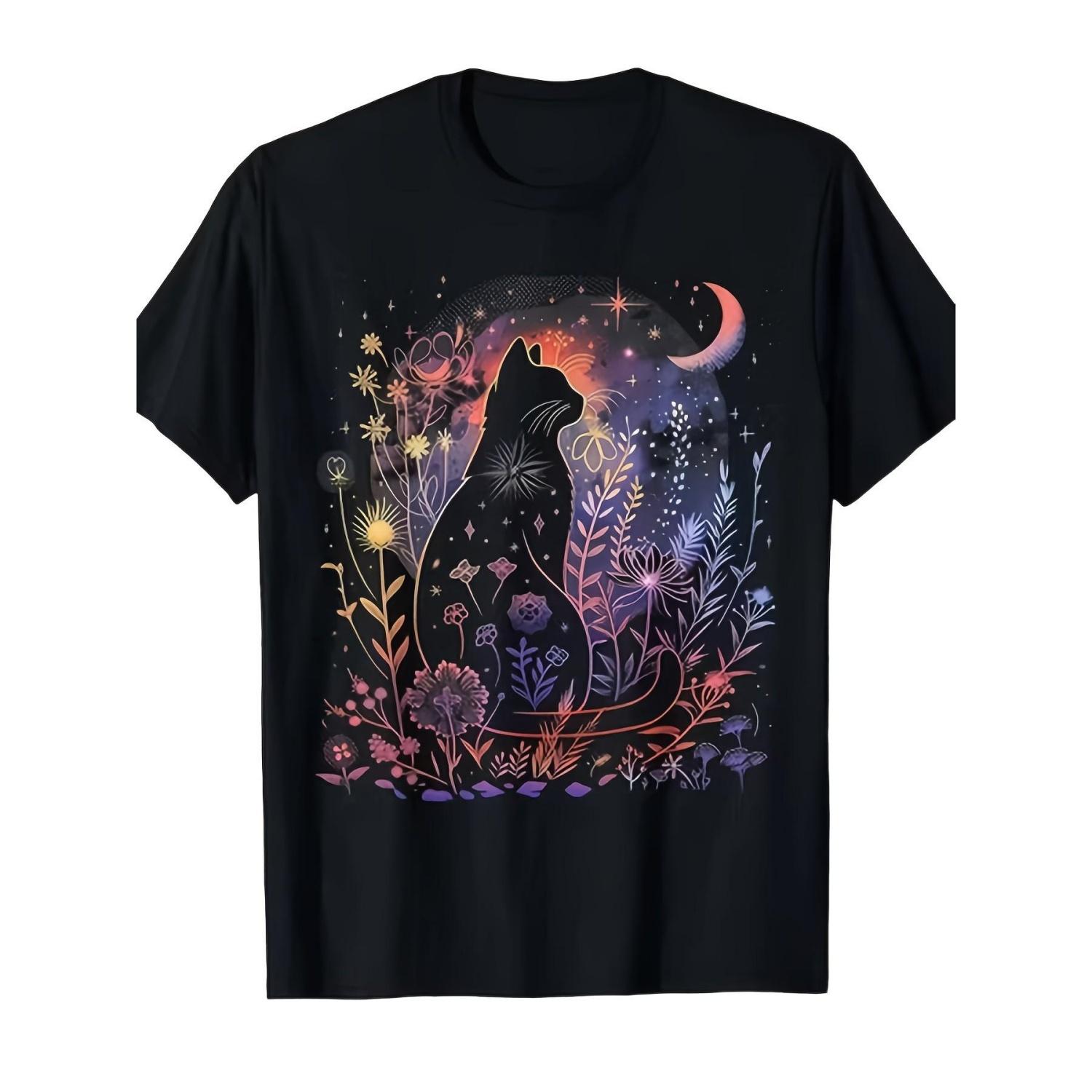 Mystical Black Cat Floral Graphic Tee Celestial Moon Night Sky Print Cotton TShirt Casual XXXXXL чорний
Mystical Black Cat Floral Graphic Tee Celestial Moon Night Sky Print Cotton TShirt Casual XXXXXL чорний