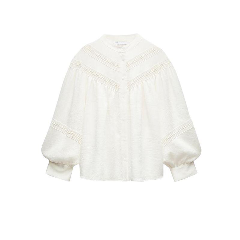 Spring Women clothes Top Design Sense Niche Lace Decoration Gentle Temperament Stand Collar White Shirts 2113900 raw white L
Spring Women clothes Top Design Sense Niche Lace Decoration Gentle Temperament Stand Collar White Shirts 2113900 raw white L