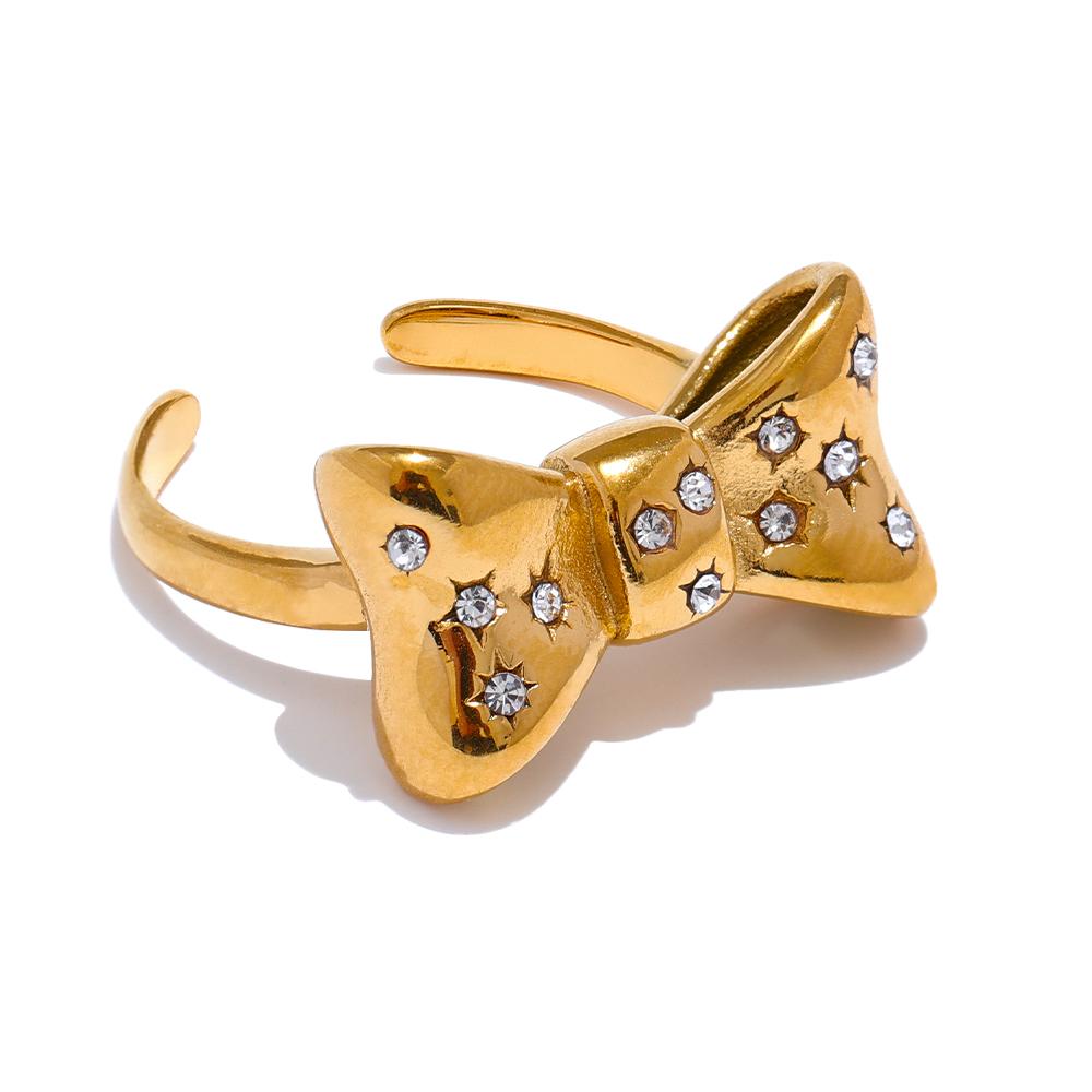 Yhpup Cubic Zirconia Bowknot Gold Color Open Ring Trendy Stainless Steel Bow Premium Jewelry Water Resistant Bijoux for Women
Yhpup Cubic Zirconia Bowknot Gold Color Open Ring Trendy Stainless Steel Bow Premium Jewelry Water Resistant Bijoux for Women