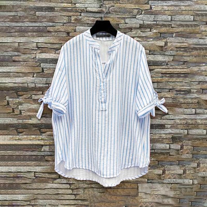 ZANZEA Women Summer V-Neck Short Sleeve Striped Shirts S синий
ZANZEA Women Summer V-Neck Short Sleeve Striped Shirts S синий