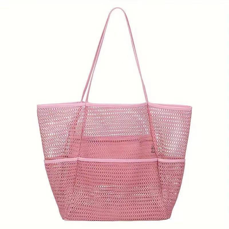 Women Mesh Beach Bag Large Capacity Tote Shoulder Bag Summer Travel Handbag with Multi Pockets рожевий
Women Mesh Beach Bag Large Capacity Tote Shoulder Bag Summer Travel Handbag with Multi Pockets рожевий