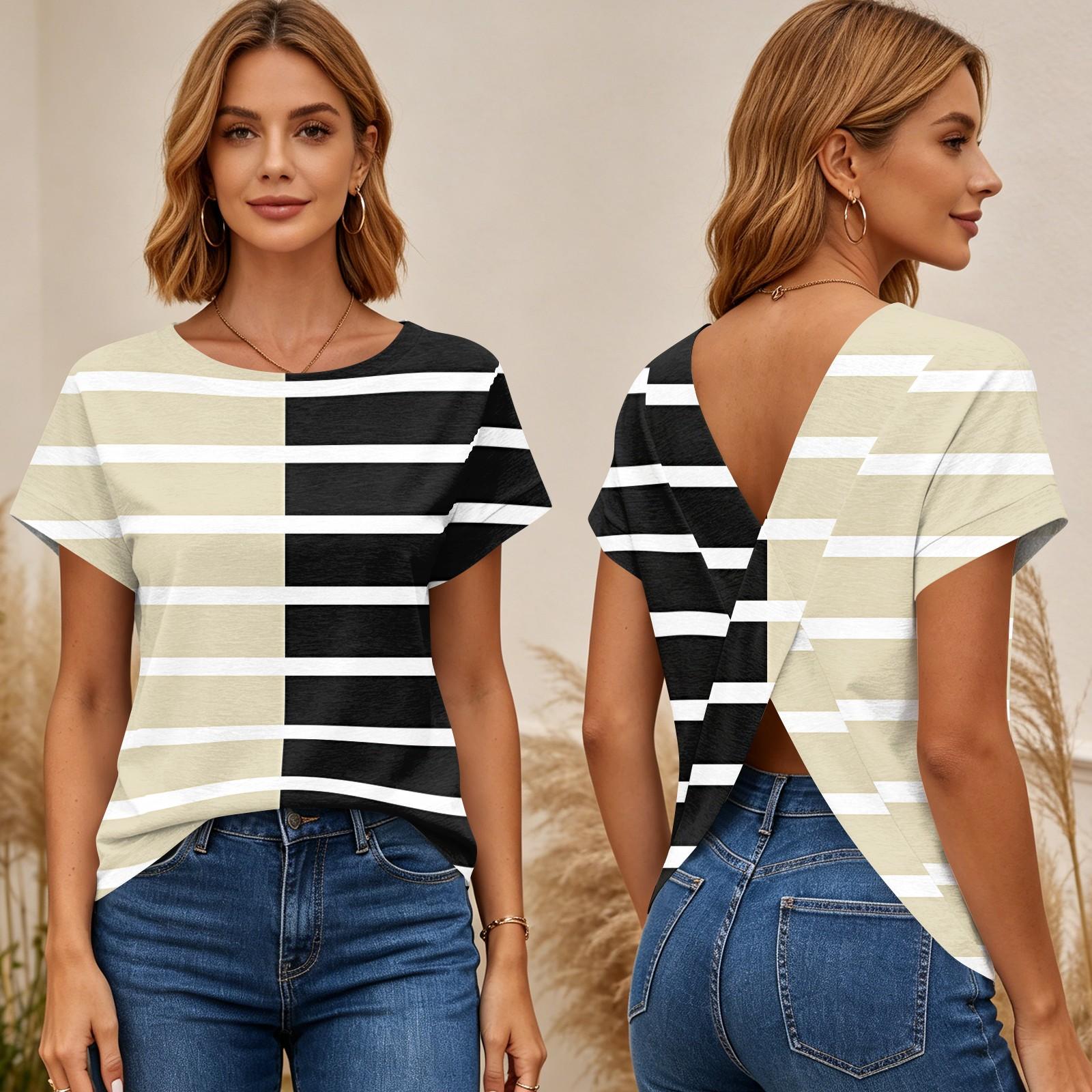 Women Short Sleeve Geometric Print Cross Back T Shirt Top with V Neck Loose Fit Casual Blouse for Daily Wear M бежевый
Women Short Sleeve Geometric Print Cross Back T Shirt Top with V Neck Loose Fit Casual Blouse for Daily Wear M бежевый