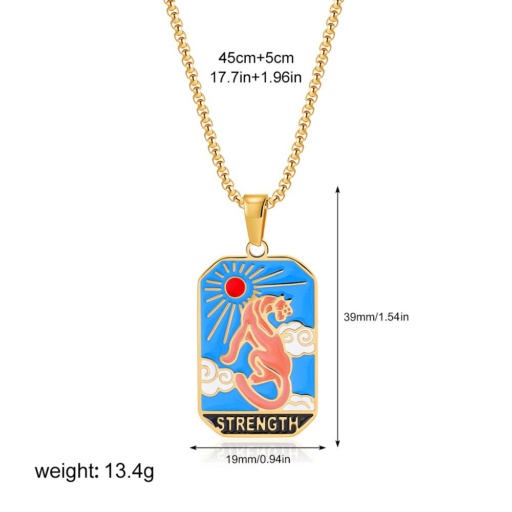 New Design Colorful Enamel Tarot Cards Pendant Necklaces 18K Gold Plated Sun Star Moon Box Chain Choker Jewelry for Women
New Design Colorful Enamel Tarot Cards Pendant Necklaces 18K Gold Plated Sun Star Moon Box Chain Choker Jewelry for Women