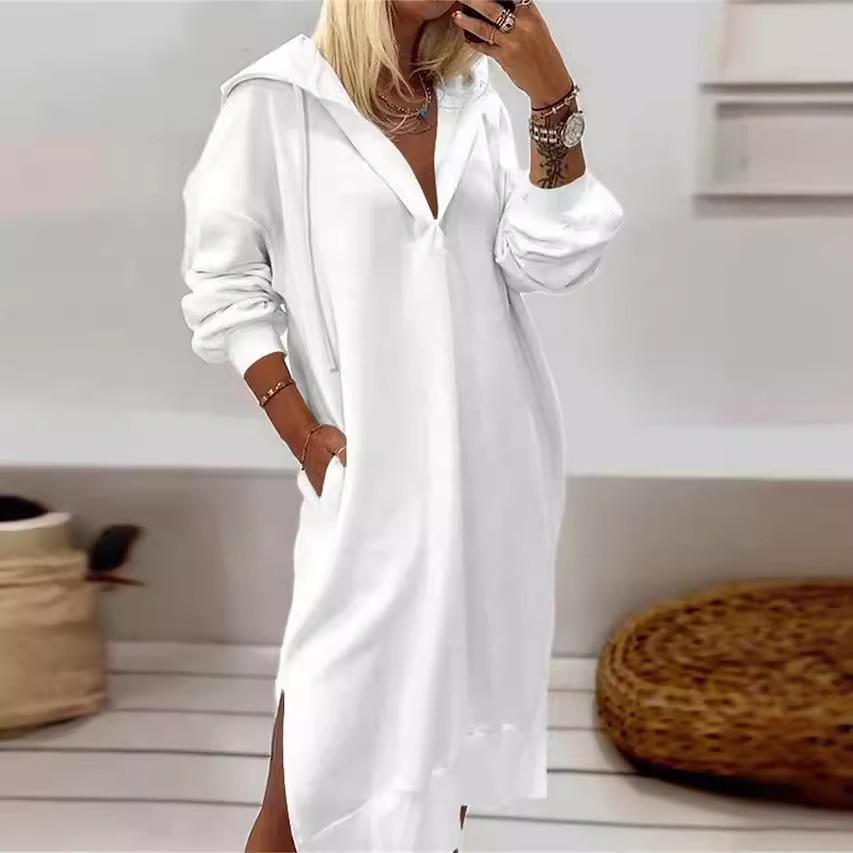 European & American Fashion Long Hooded Knitted Dress - Women s Solid Color Pullover with Slit Hem XL
European & American Fashion Long Hooded Knitted Dress - Women s Solid Color Pullover with Slit Hem XL