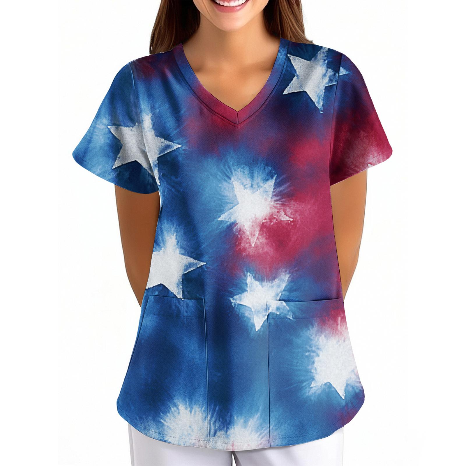 Women s Independence Day Printed Loose V-Neck Pocket Short-Sleeved Clothing M
Women s Independence Day Printed Loose V-Neck Pocket Short-Sleeved Clothing M