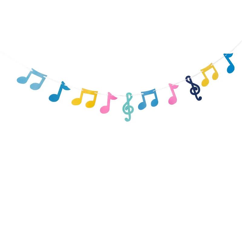 Разноцветный фетровый баннер с музыкальными нотами, флажки, детский день рождения, свадьба, рок-музыкальный фестиваль, вечеринка, подвесная гирлянда, украшение для дома