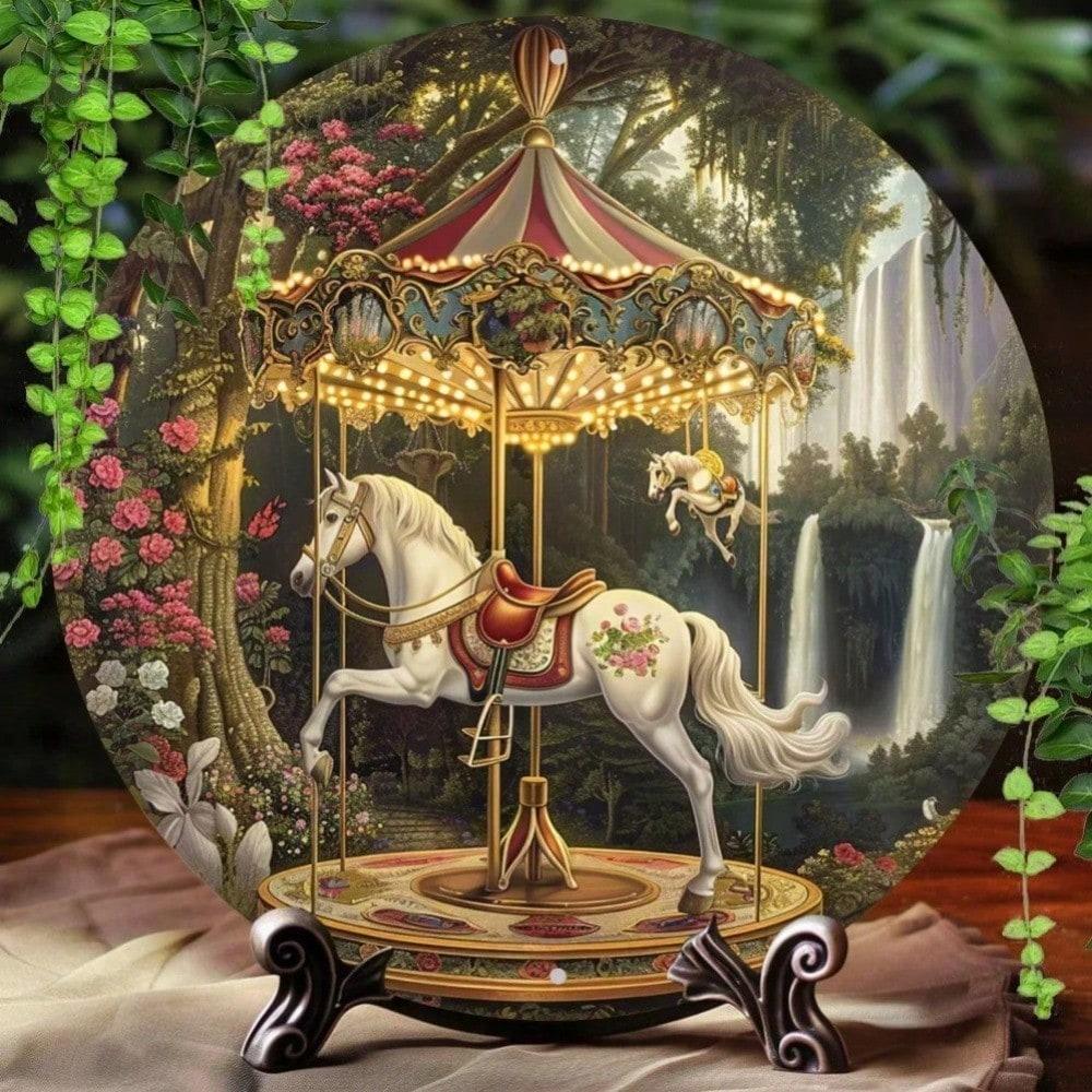 Vintage Carousel Metal Wall Sign, Retro Horse Tin Decor, Weatherproof Easy Hang Art for Home Bedroom, Nostalgic Gift 20x20 різнокольоровий
Vintage Carousel Metal Wall Sign, Retro Horse Tin Decor, Weatherproof Easy Hang Art for Home Bedroom, Nostalgic Gift 20x20 різнокольоровий