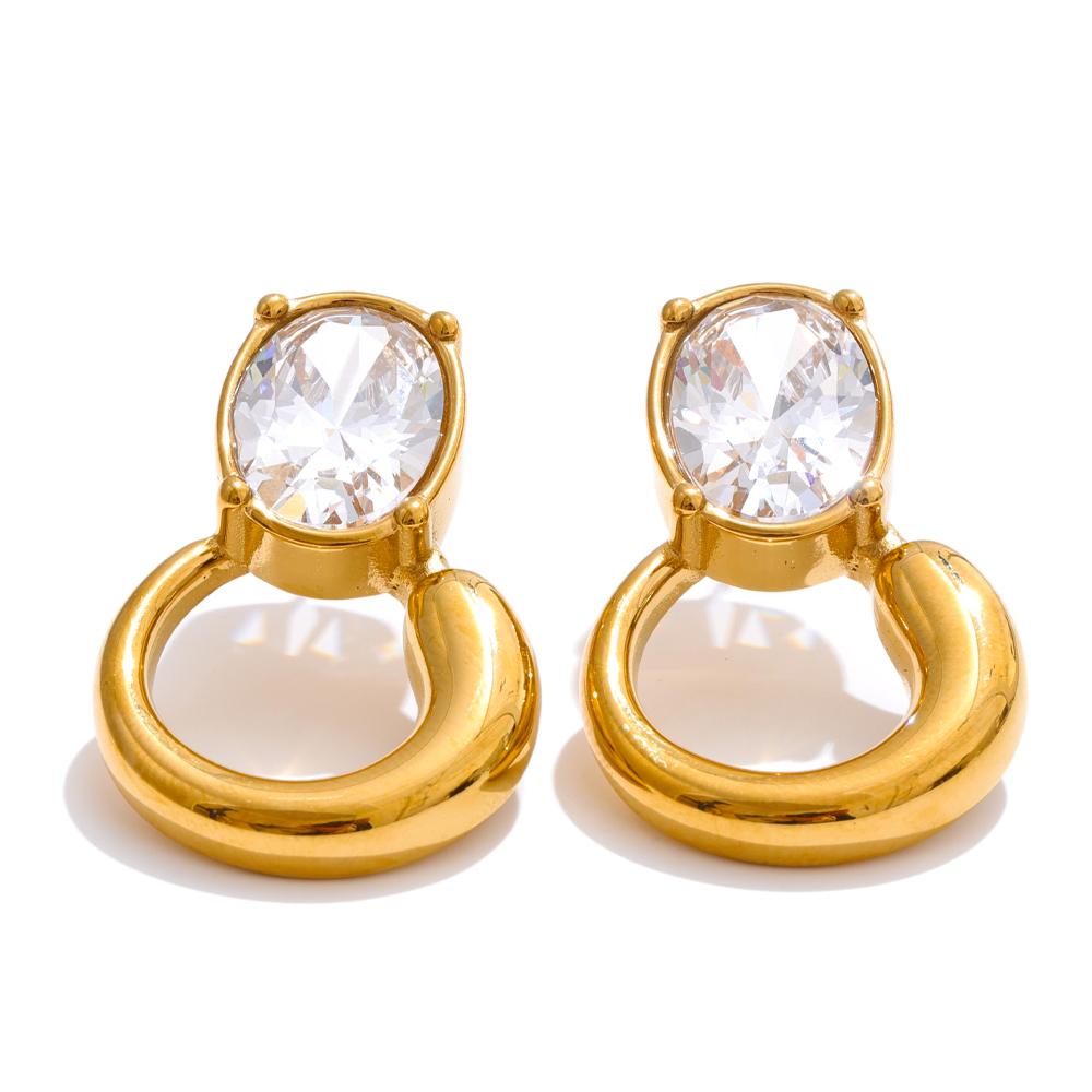 Yhpup Delicate Shiny Cubic Zirconia Geometric Stud Earrings 18K Golden Plated Stainless Steel High Quality Waterproof Jewelry
Yhpup Delicate Shiny Cubic Zirconia Geometric Stud Earrings 18K Golden Plated Stainless Steel High Quality Waterproof Jewelry