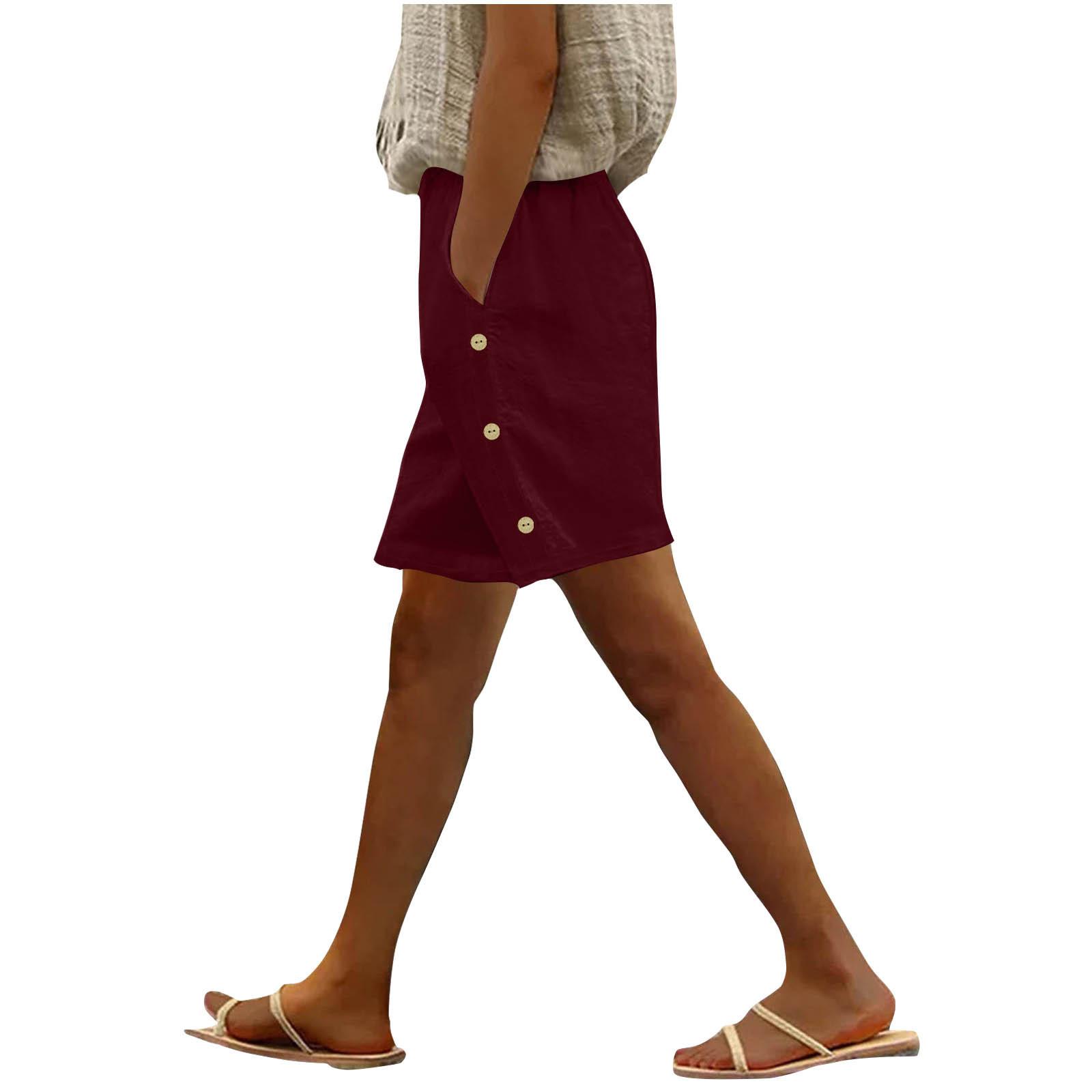 Женские модные повседневные свободные однотонные шорты из хлопка и льна с боковыми карманами на пуговицах и средней талией XL винный
Женские модные повседневные свободные однотонные шорты из хлопка и льна с боковыми карманами на пуговицах и средней талией XL винный