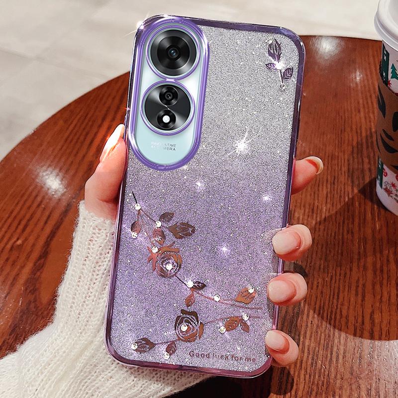 For Oppo A60 4G TPU Case Rhinestone Decor Phone Cover Flower Pattern Purple
For Oppo A60 4G TPU Case Rhinestone Decor Phone Cover Flower Pattern Purple